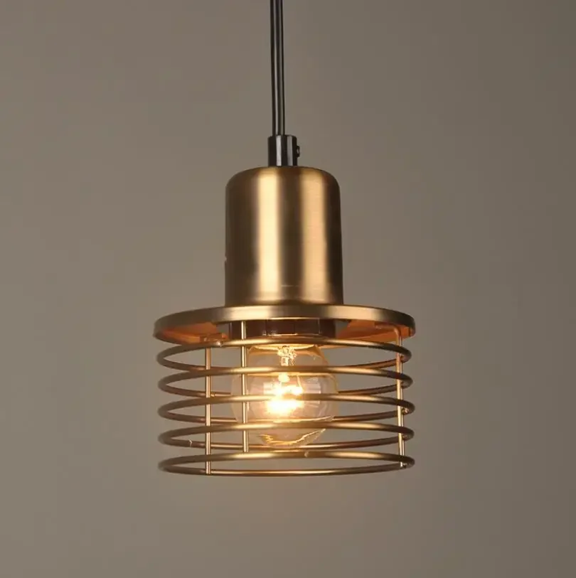 

Loft Retro Gold Industrial Wind Pendant Lamp Iron Cage Cord E27 Pendant Lights for Dining Room Bedroom Bar Coffee Restaurant