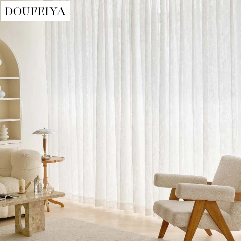 

White Tulle Luxury Sheer Curtains for Living Dining Room Bedroom Blackout Elegant Bright fashion Simple Transparent Window