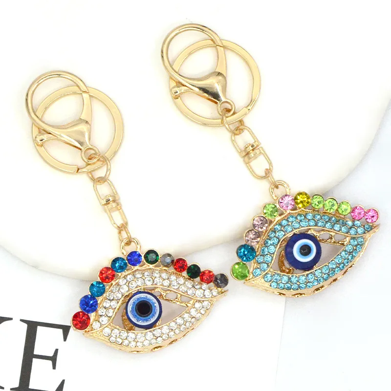 Devil's Eye Car Keychain Bag Parts Accessories Creative Eye Metal Rhinestone Keychain