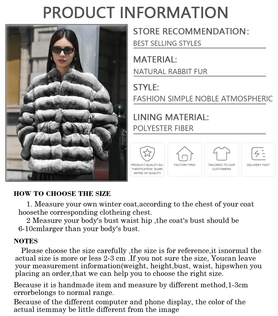 Rabbit Fur Coat With V-Neck Furry Jacket Chichilla Rex Rabbit Fur Coat New Arrivals Women's Natural Fur Coat