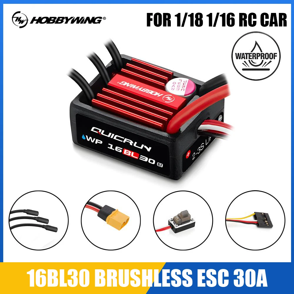 

NEW Hobbywing Brushless ESC QuicRun WP 16BL30 G2 IP67 Sensorless ESC For 1:16 1:18 On-Road Off-Road Short Course Monster Truck