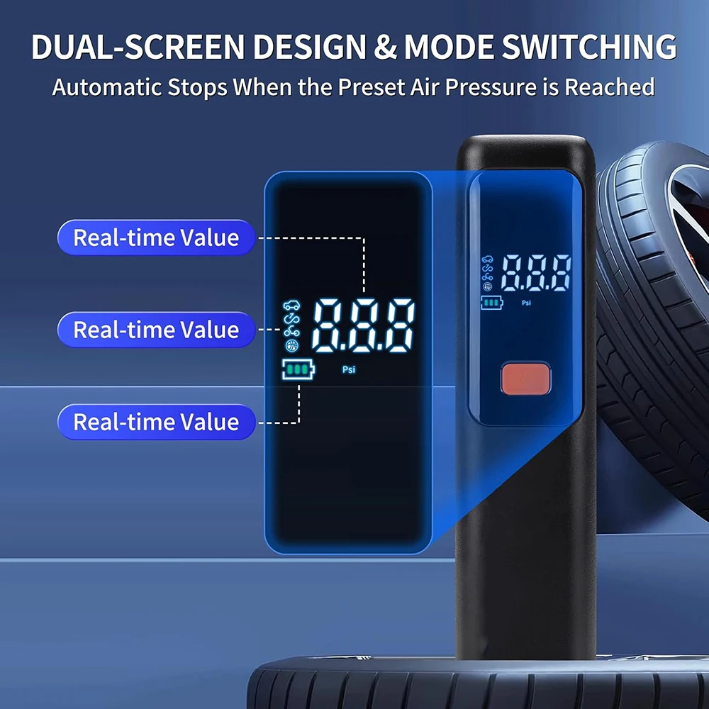 Obrázek 5: Přenosné pneumatika inflator 150psi bezdrátový vzduch čerpadlo mini vzduch kompresor pro motocykl auto bicykl elektrický záruka auto příslušenství