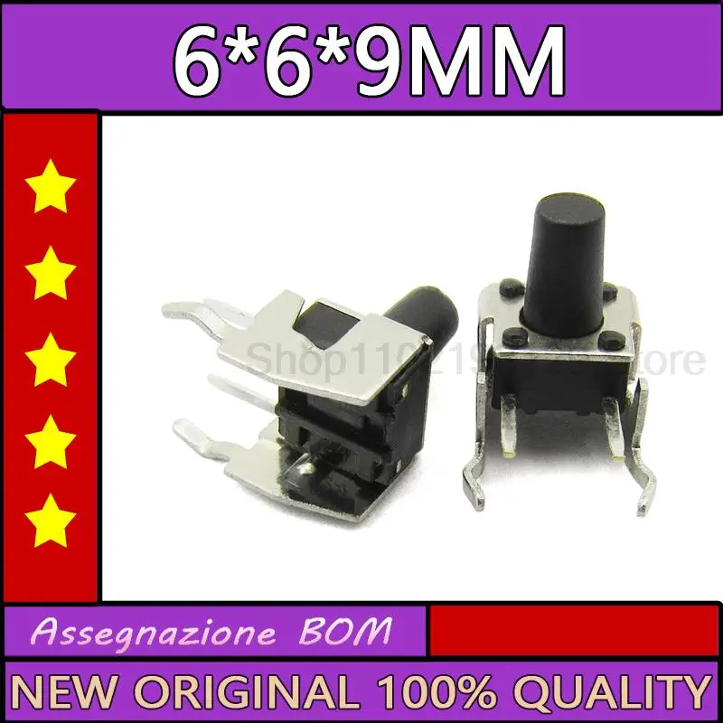 NEW100PCS/LOT  6 * 6 * 9mm micro touch switch, side foot with bracket, key button switch, jog switch