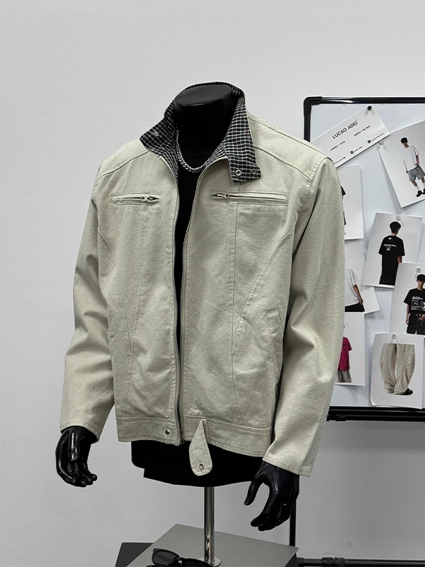 

Мужская рабочая куртка большого размера в американском ретро-стиле из холщовой ткани с воротником-стойкой, из чистого хлопка, для повседневной носки, весна-осень