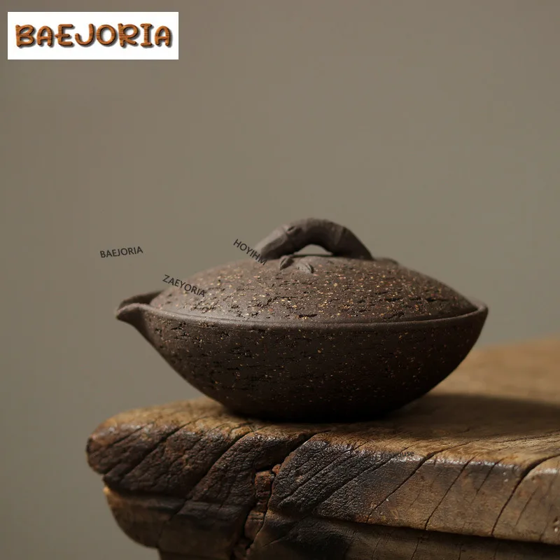 BAEJORIA 100ml Crude Pottery Bamboo Teapot Vintage Tea Infuser Pot Tea Brewing Kettle With Strainer For Tea Accessories Craft
