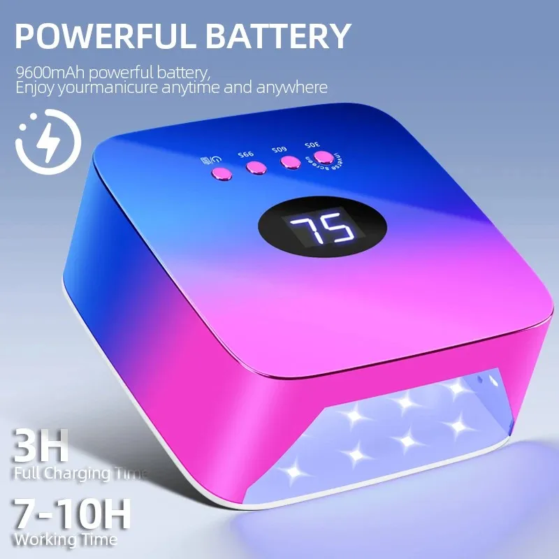 Lámpara de uñas recargable de 30 LED, secador de uñas inalámbrico, luz UV para uñas, máquina secadora de esmalte de Gel inalámbrica con Sensor automático