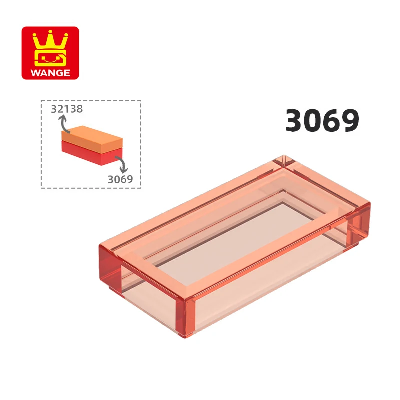Wange 3069 100g/370Pcs Tile 1x2 with Groove Building Blocks Moc Smooth Parts Compatible with Bricks Children Educational Toys