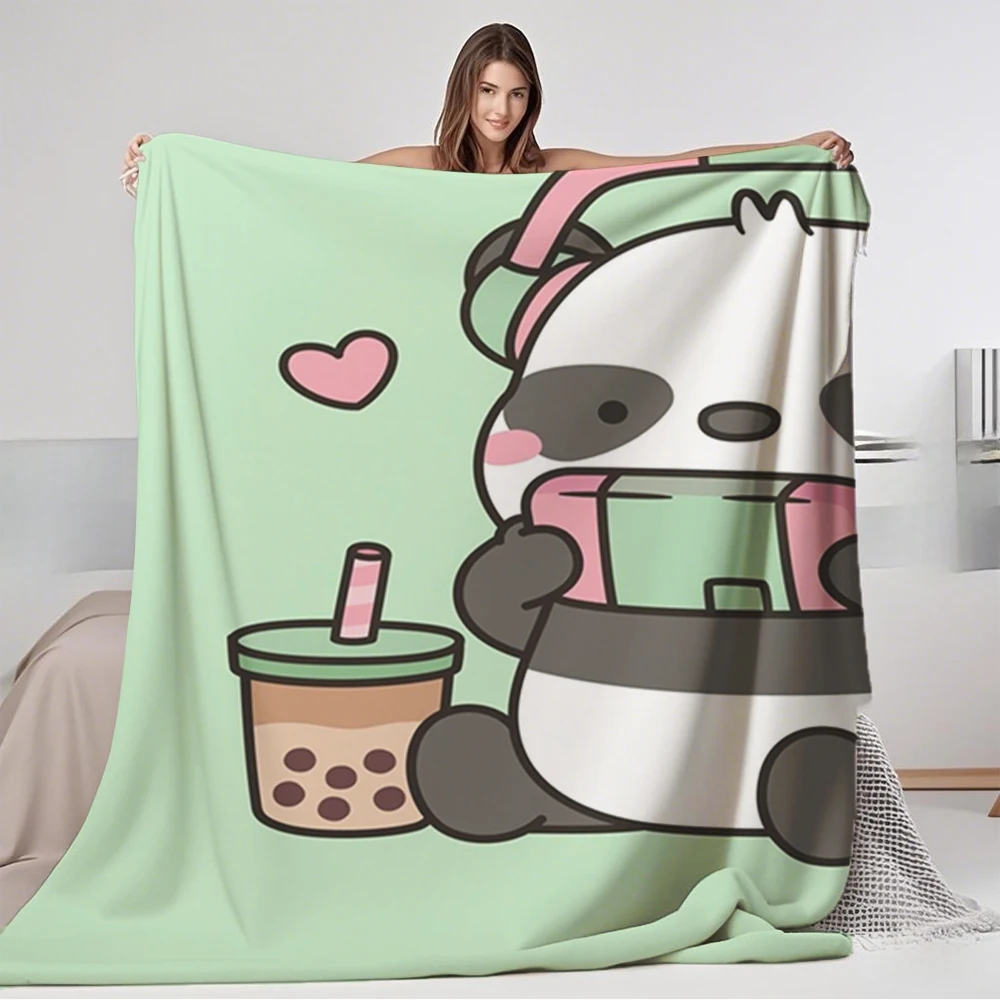 

Rustic Home Collection Flannel Blanket Cute Little Panda Gamer Microfiber Bedspread Reversible Blanket With Odor-resistant