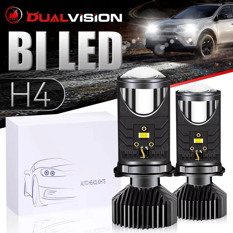 

Dualvision Bi LED H4 Mini Lens 2PCS Car Headlight Bulbs Canbus 5570 CSP High Low Beam Led H4 Projector Lenses Auto Lamps 12V 24V