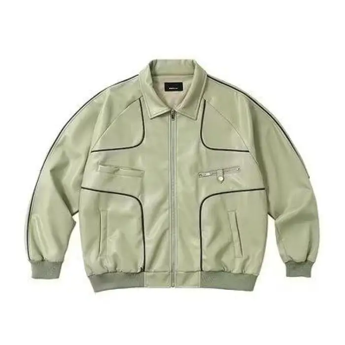 

Свободный крой, однотонное мужское пальто из искусственной кожи, повседневное универсальное тяжелое кожаное пальто для пар, молодежная мода