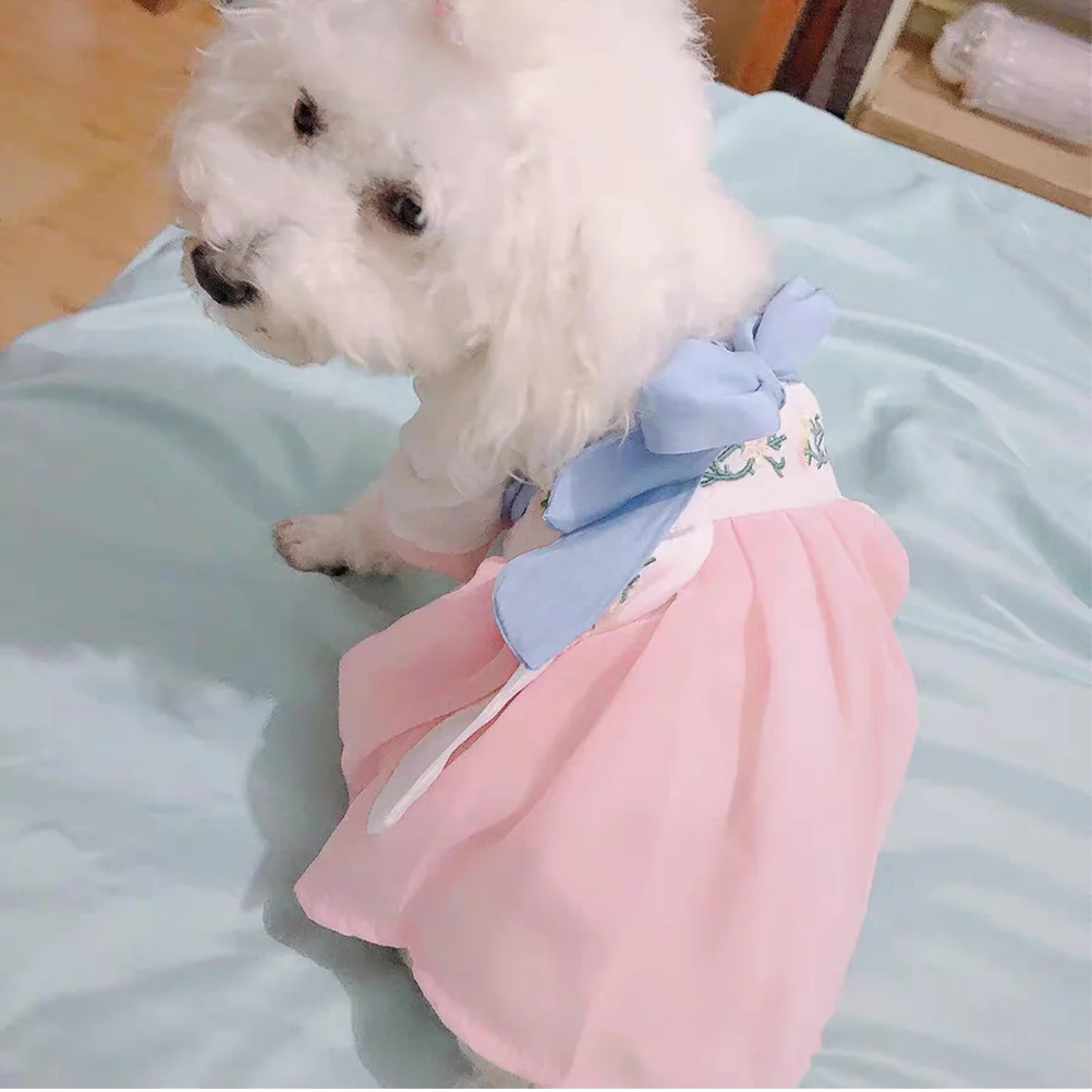 

1Set Pet Dress Cat Hanfu Skirt Chinese Traditional Comfortable Decorative Dog Skirt Pet Costume Dog Dress Cat Clothes