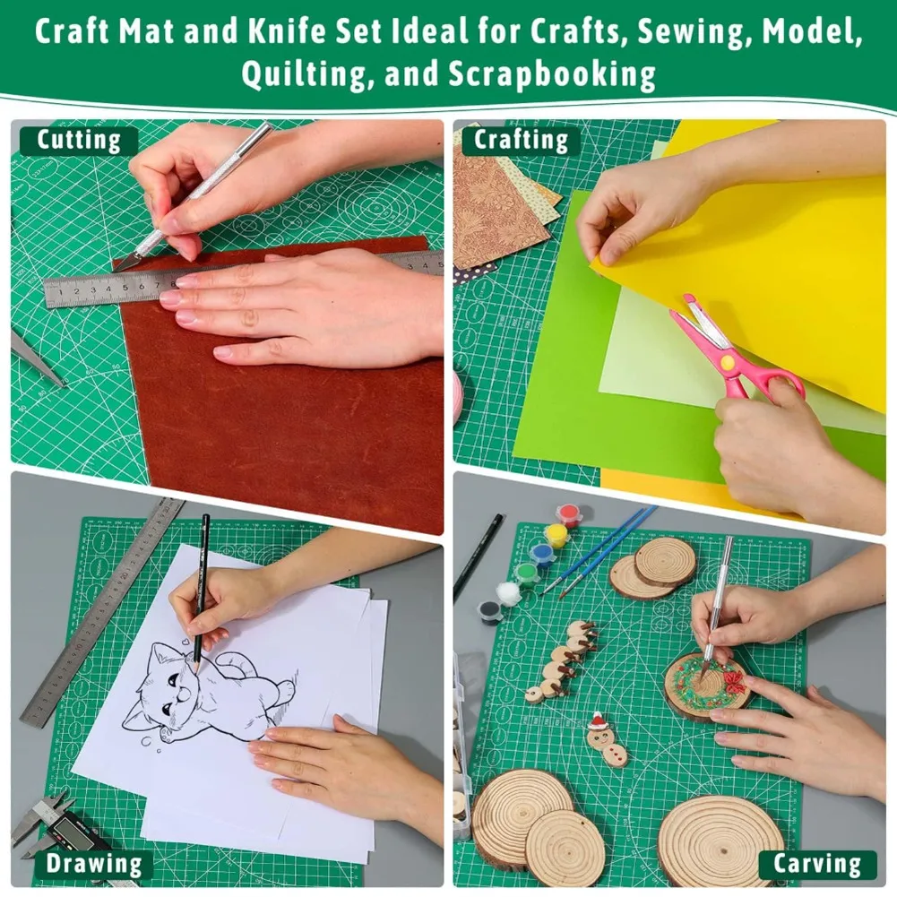 

B23B Self Healing For Crafts Cutting Mat 5-Pack Exacto Knife Set For Scrapbooking And Quilting Work Mat