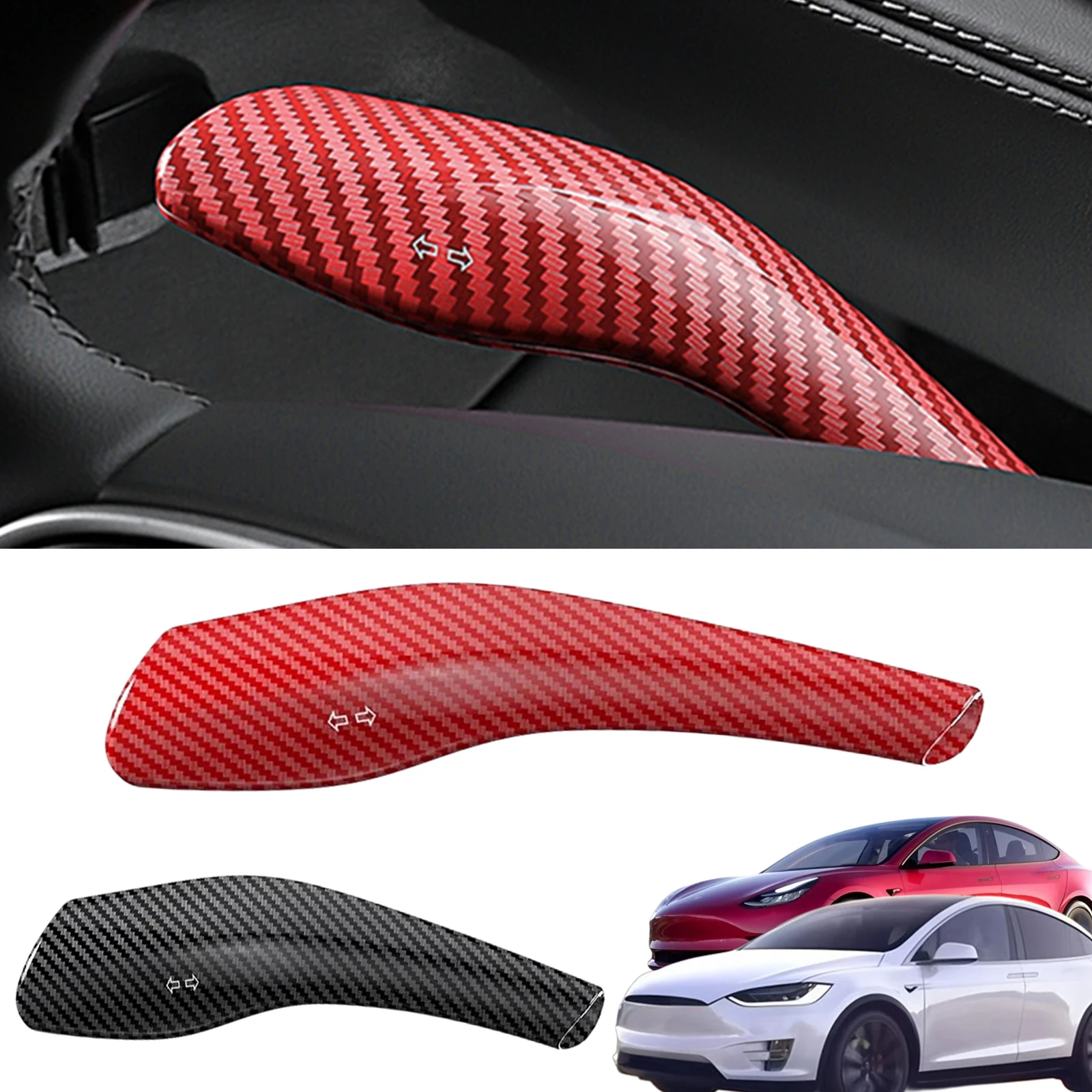 

For Tesla Model 3/Y/YL 2025 Juniper Carbon Fiber Gear Shift Cover ABS Steering Lever Handle Protection Shifter Shell Car Decor
