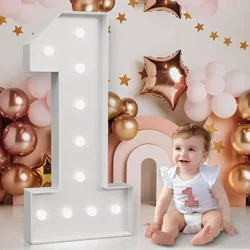 4FT Cool White Light Up Marquee Numbers Large Cardboard Numbers Giant Foam Mosaic Numbers For Birthday Wedding Party Decor
