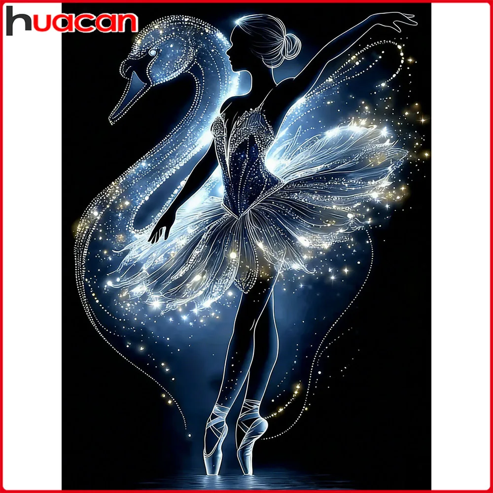 Huacan Neuheiten 2026 Diamantmalerei Schwan Dame Diamant-Mosaik Tierporträt Komplettes Set Bastelset
