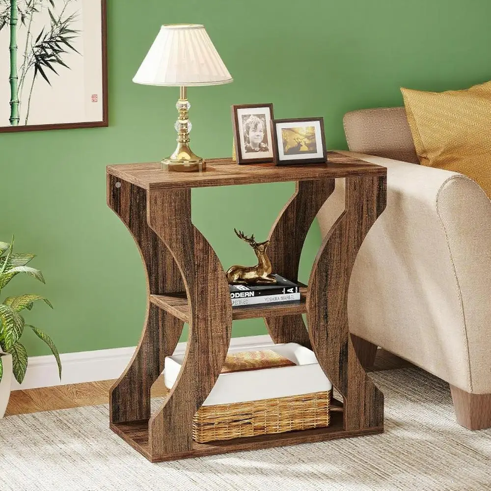 

Wooden side table, coffee table, suitable for bedroom and study, with cushioned pad
