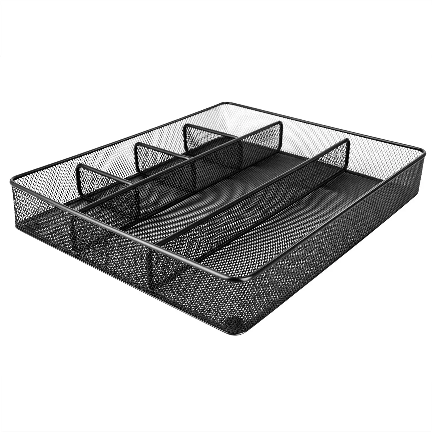 

4-Pack Black Mesh Drawer Organizer with Non-Slip Base, Durable Steel Mesh for Desk Accessories