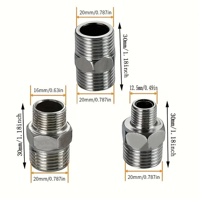 3pcs Multi-Functional Shower Hose Connector Alloy Material Suitable For Bathroom RV And Outdoor Shower Hoses, Easy-To-Install