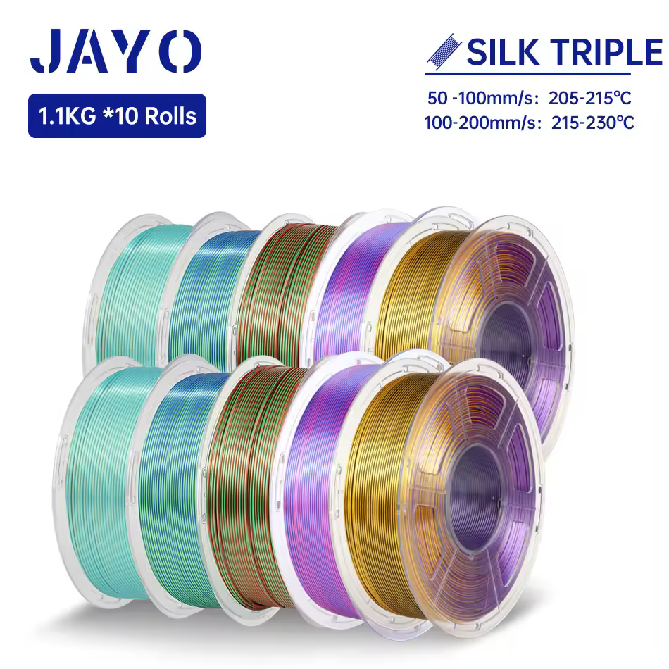 JAYO Tri-Color Silk PLA 10 packs (11kg).
