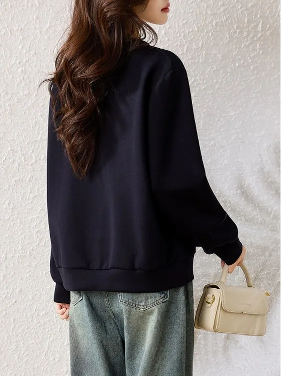 سترة نسائية رياضية كاجوال طويلة Sve مريحة بألوان علوية مكونة من قطعتين سترة بغطاء للرأس مناسبة للخريف #3