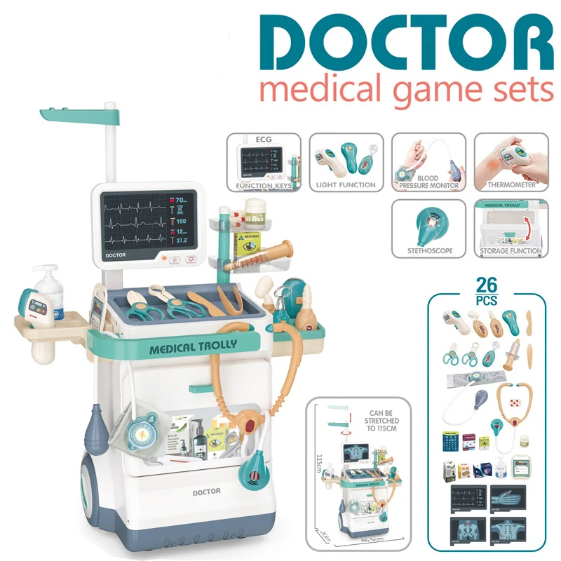 Children Hospital Play Doctor Role Toy Boy Girl Puzzle And Play Home Cleaning Equipment Medical Set Interest Cultivation Gift