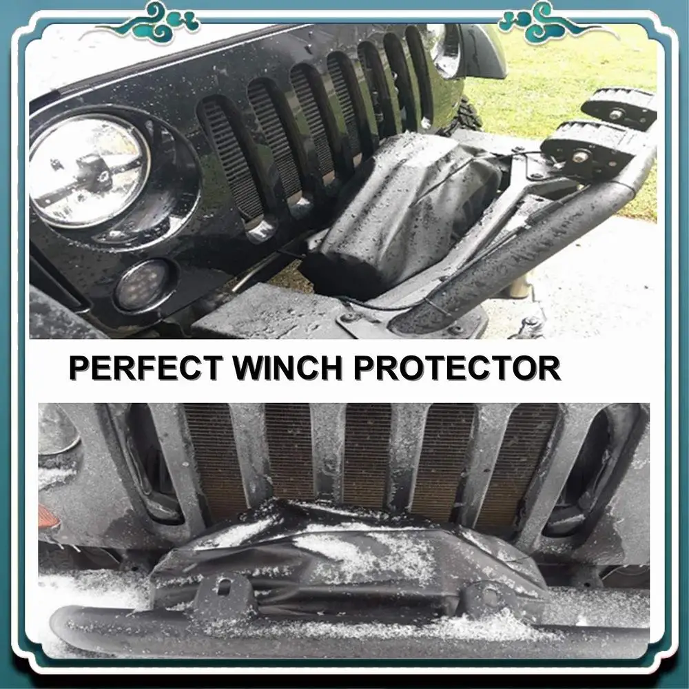 

Premium Winch Cover Heavy Duty Waterproof Winch Protection Cover Dust-Proof Universal Winch Protective Cover For Up To 17500 Lbs
