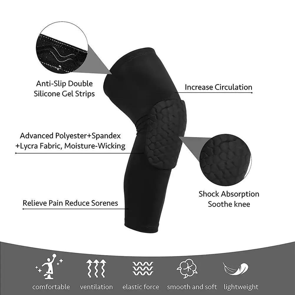 1PC Basketball Knee Pads Sleeve Honeycomb Brace Elastic Kneepad Protective Gear Patella Foam Support Volleyball Support