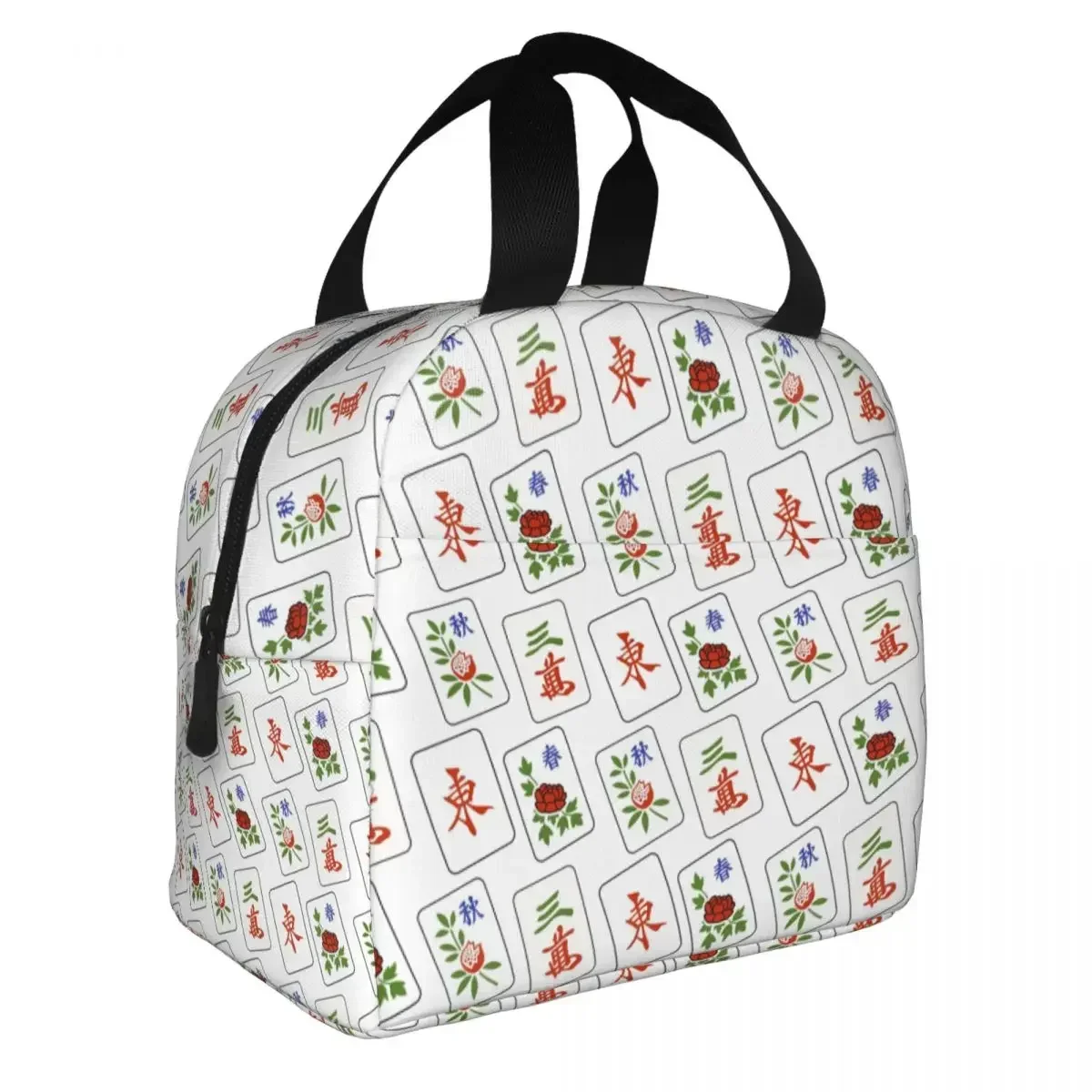 Mah Jongg Mahjong Cubes Pattern Insulated Lunch Bags Thermal Bag Lunch Container Portable Tote Lunch Box Girl Boy School Picnic