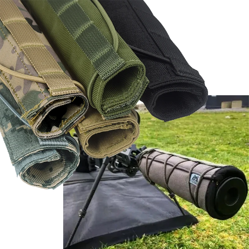 ผ้าคลุมท่อไอเสียแบบทนทาน ลายพราง ป้องกันเสียง สำหรับยิงปืนกลางแจ้ง ทหาร ล่าสัตว์  ใช้ในสนาม CS