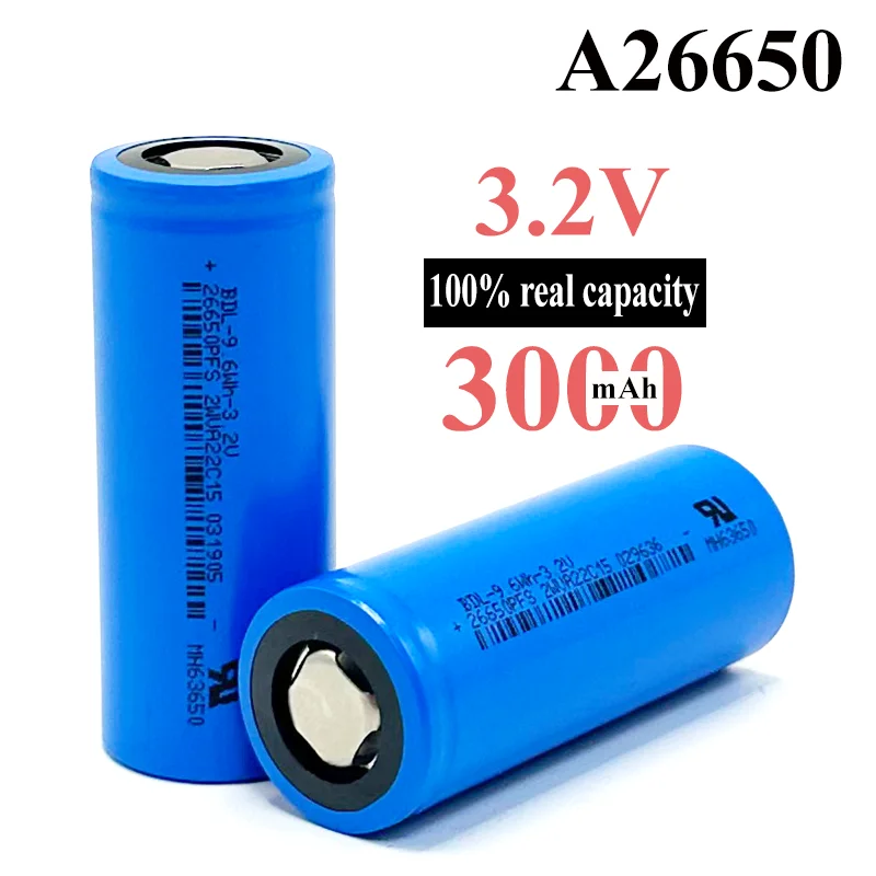 26650 3000mAh 3.7V Battery Lithium Rechargeable Batteries for Strong Light Flashlight Mining Lamp Wireless Microphone Power Tool