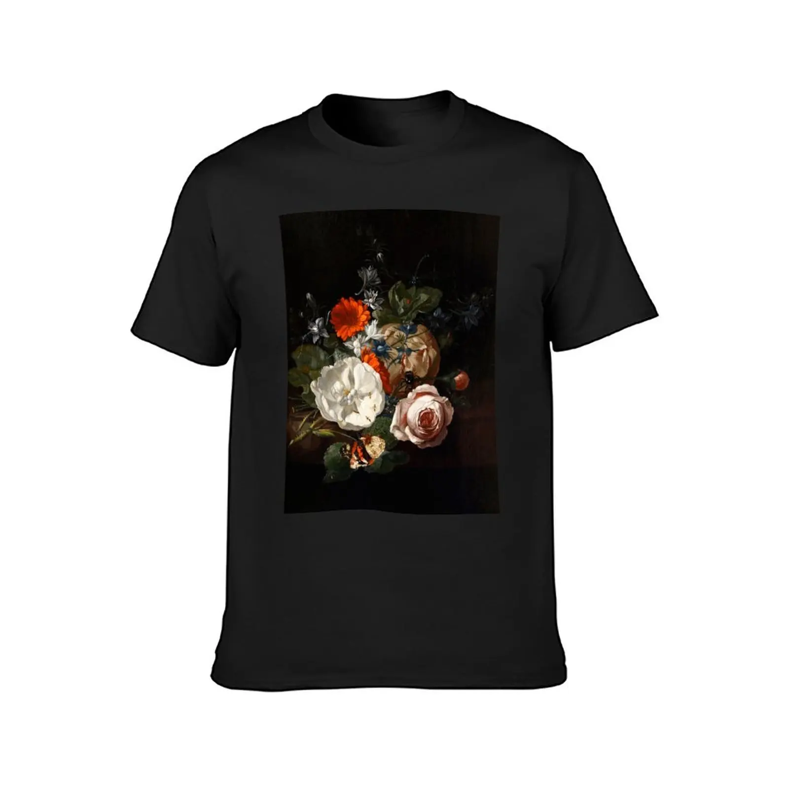 Still Life of Flowers on a Table Ledge by Rachel Ruysch, 1700 T-Shirt plain cute tops mens t shirt graphic