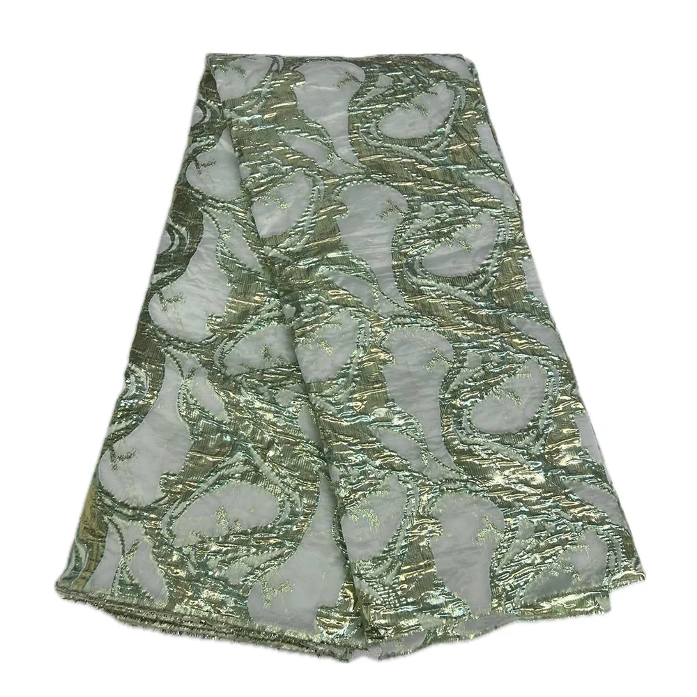 Nigerianischer, eleganter Vergoldungs-Brokat-Spitzenstoff, 5 Yards, afrikanische, modische Spitzenbesatzung, Nähen, Party, Hochzeiten, Kleider, Jacquard-Material