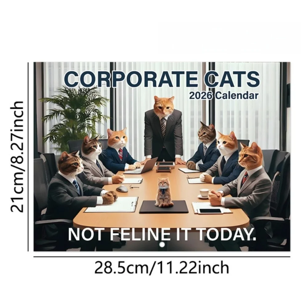 

12 Month 2026 Calendar Cartoon Animal Daily Weekly Monthly Planner Pissed-off Cats Calendar Square Working Dog Planner