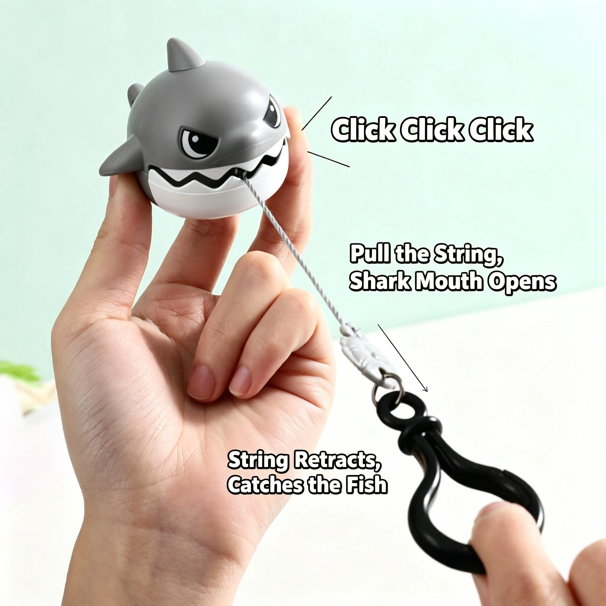 Kawaii Pull Line Shark Keychain Nibble Fish Shape Bag Pendant Cool Backpack Charm Stress Relief Toy Small Daily Gift Party Favor