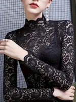 Chemise à manches longues en dentelle élégante pour femmes T-shirt Design féminin sophistiqué Sous-vêtements confortables Haut 5