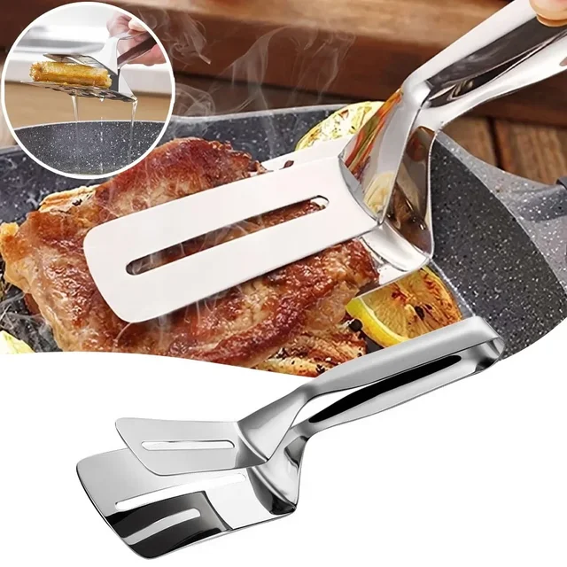 Wielofunkcyjne szczypce do żywności ze stali nierdzewnej Klips do chleba BBQ Trwała łopata do smażenia Klips do smażonej ryby Łopata do użytku domowego Przybory kuchenne