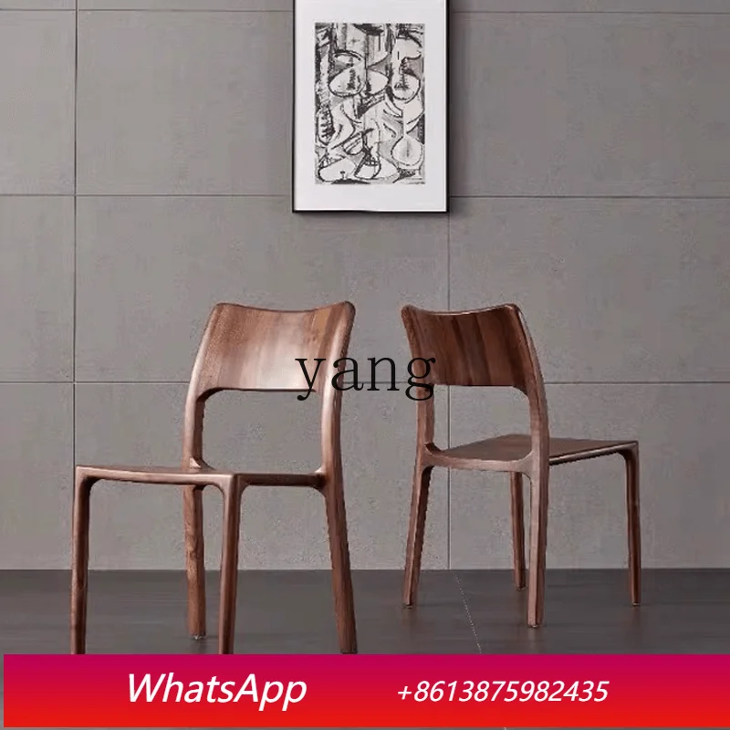 

LTT Black Walnut Dining Chair Household Solid Wood Backrest Desk Leisure Chair