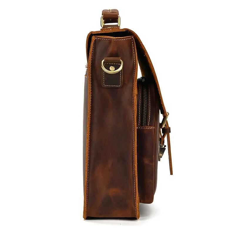 Nesitu Vintage Nero Marrone Caffè Genuino Crazy Horse Pelle Executive 14 '' Laptop Valigetta da uomo Portafoglio Messenger Bag M9370