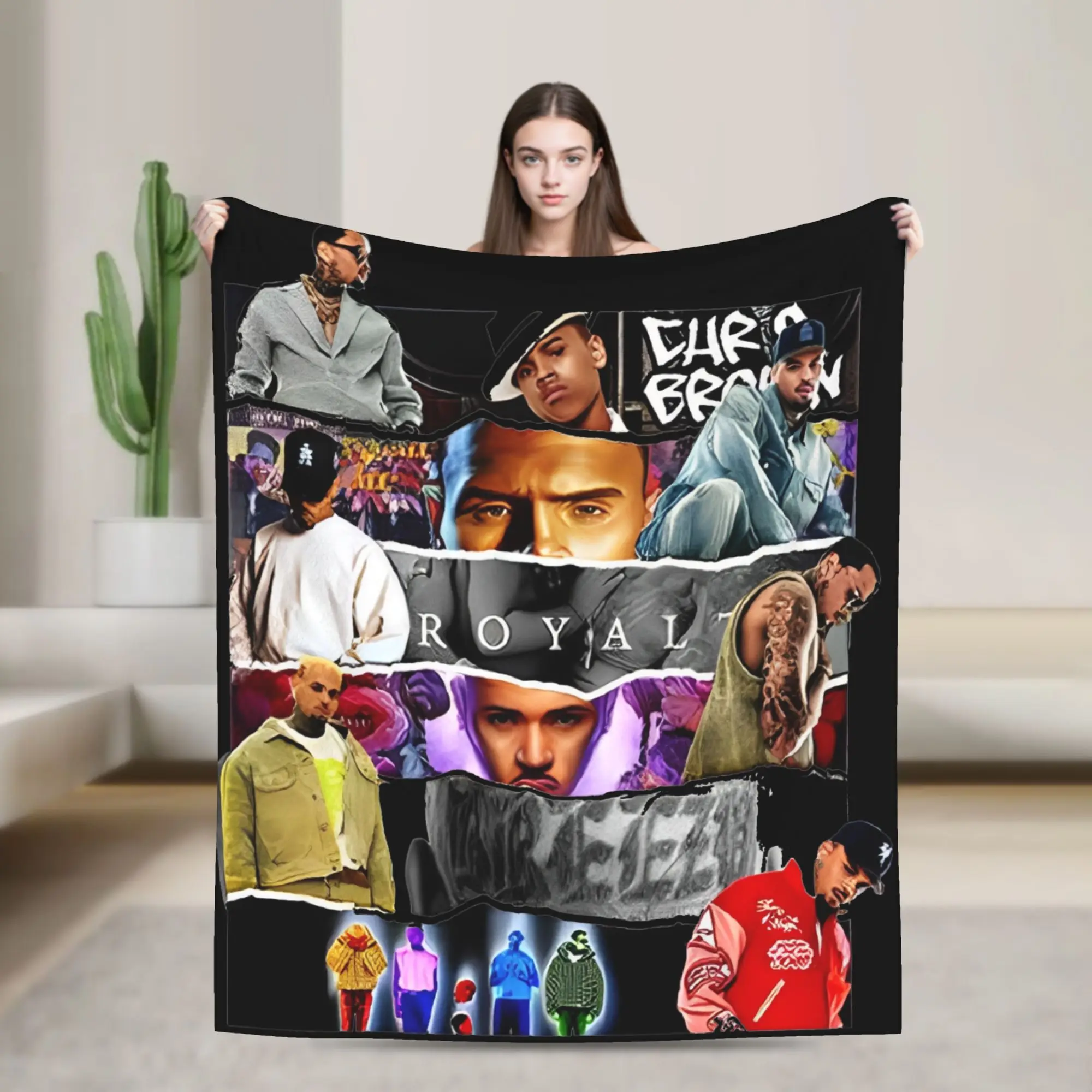 Chris Brown Breezy Bowl XX Tour 2025 Merch Blanket Warm Cozy Fluffy  Throw Blankets for Sofa 50x60 Inches Multi-size Bedspread
