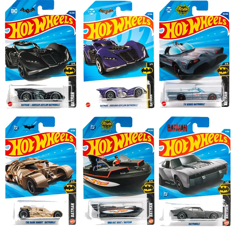 Coche de juguete original Hot Wheels de Batman, modelo a escala 1/64, Batmóvil de Arkhan Asylum, serie Dark Night TV, modelo de aleación, colección, regalo de cumpleaños