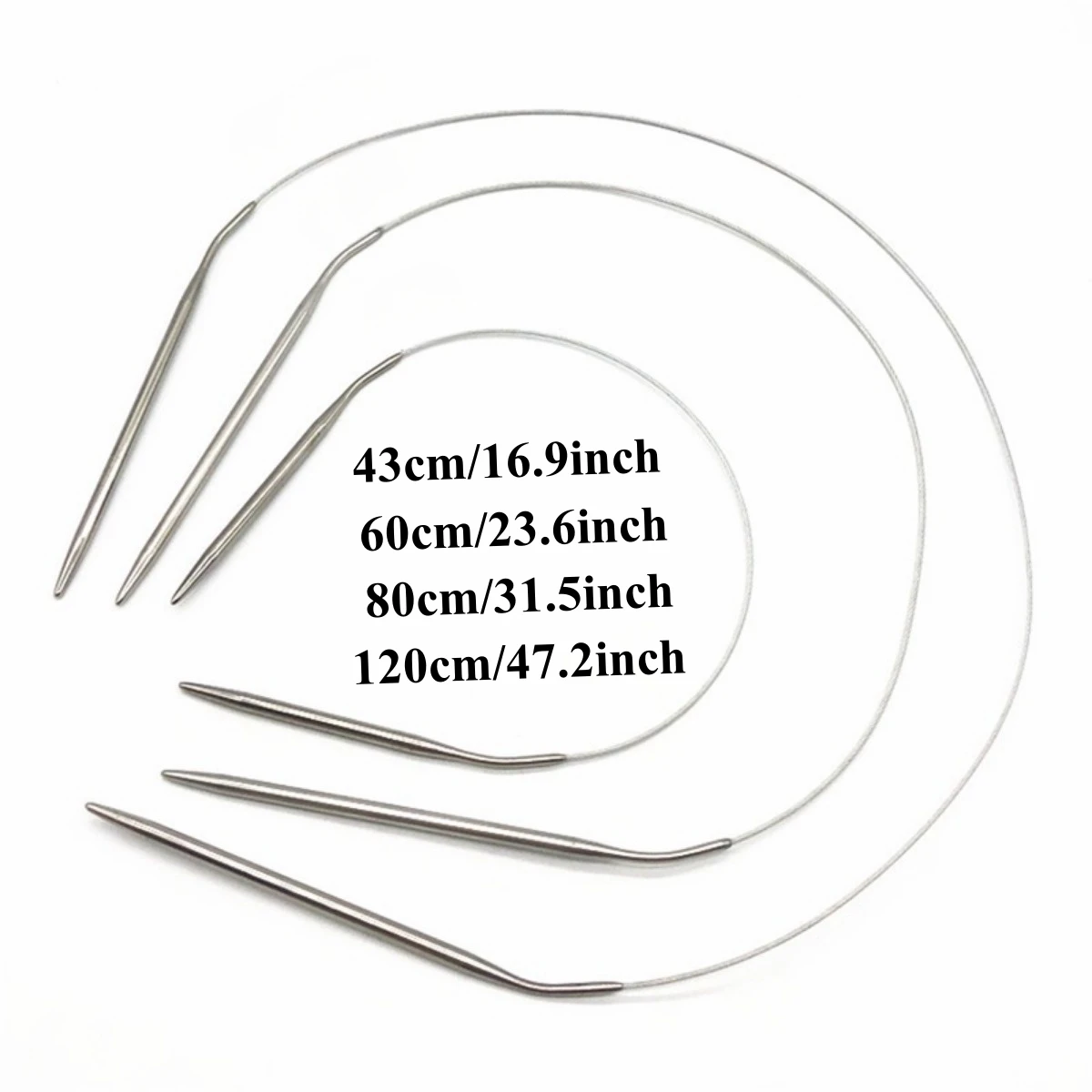 43/60/80/120cm Circular Stainless Steel Knitting Needles Set Crochet Hook Weaving Needles Pins  Needlework Crafts