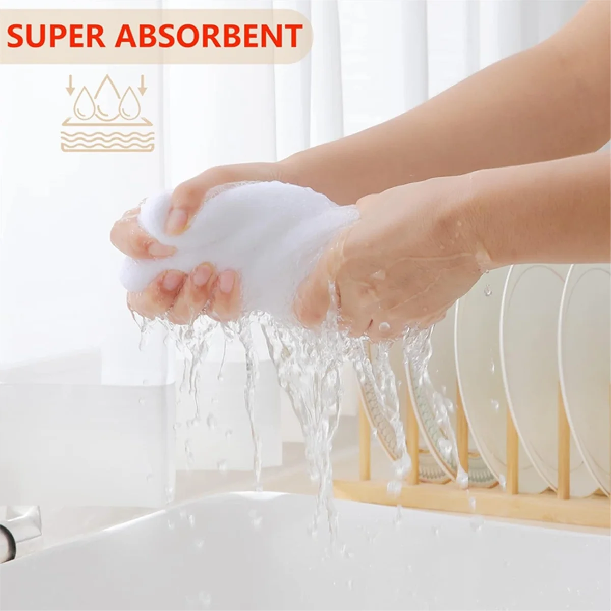 

100% Cotton Waffle-Weave Kitchen Dish Cloths, Ultra Soft Absorbent Quick Drying Dish Towels White