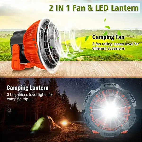 Imagem -02 - Usb Recarregável Led Fan Light Lanterna ao ar Livre Fan Lamp Controle Remoto Portátil Camping Tent Travel Power Bank 5200mah