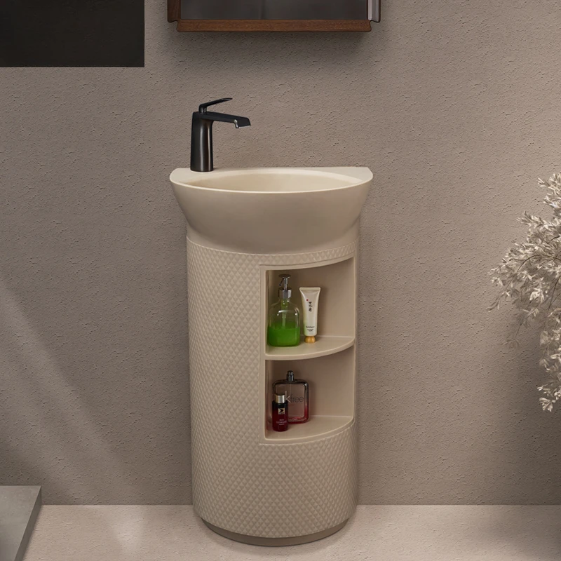 Creative column washbasin bathroom integrated floor-standing semi-circular art vertical