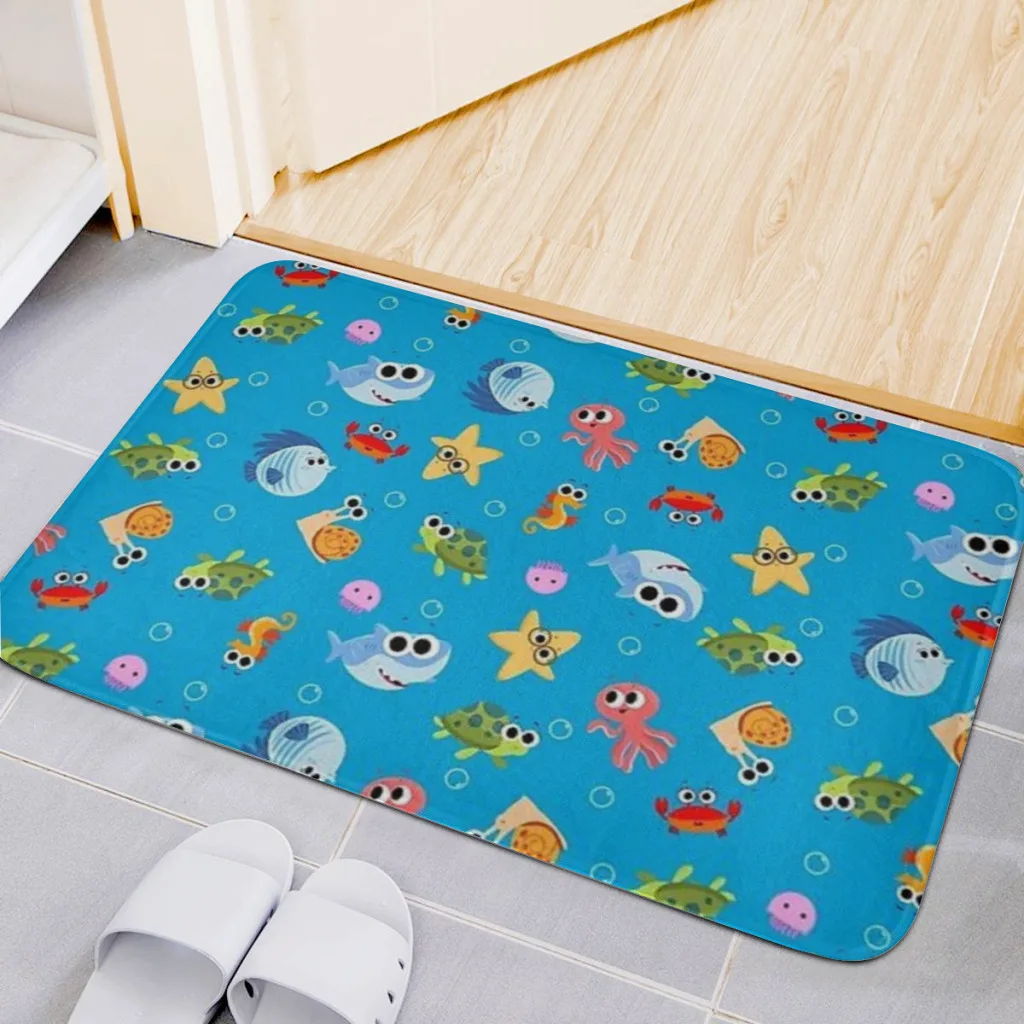 

Finny The Shark Pattern 01 Simple Kitchen Mat Foot mats Carpet for Living Room Absorbent Foot Mats Bedroom Door mat