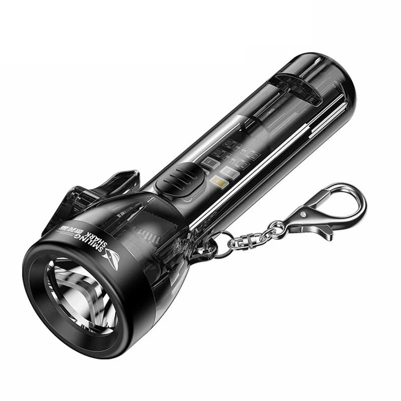 Mini keychain light, LED light, small flashlight, USB charging, student portable outdoor lighting, ultra light keylight