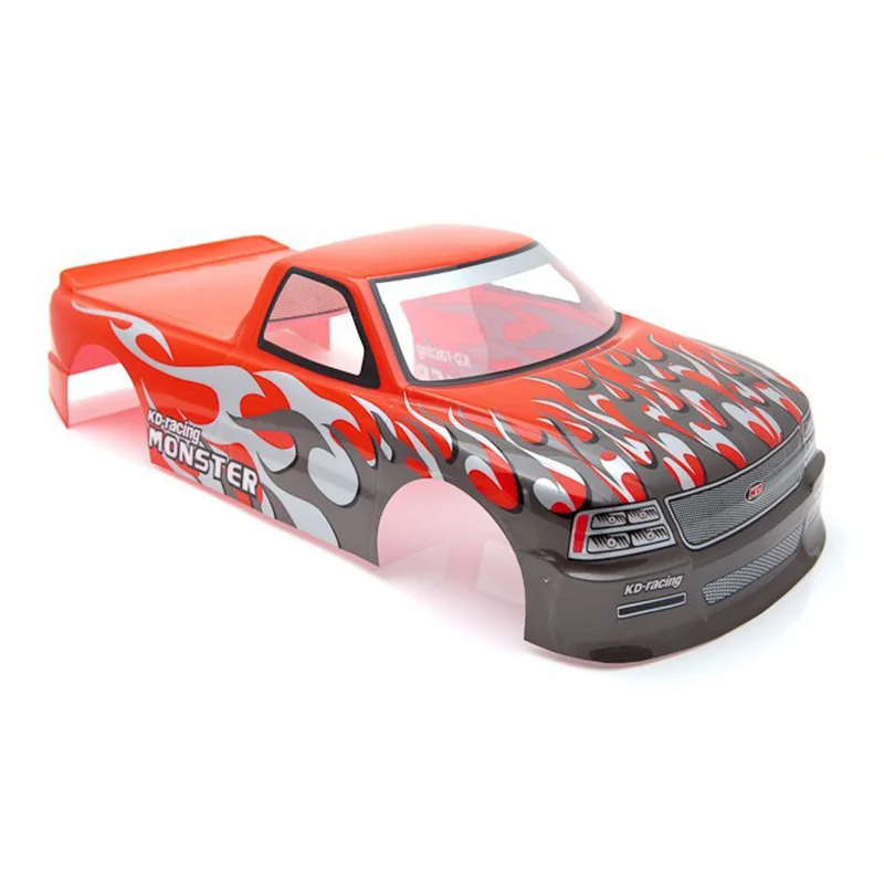 for 1/10 RC Car Venom T-10 PVC Painted Body Shell 1/10 RC Car Pick Up Truck Width 205Mm Wheelbase 255Mm,Red