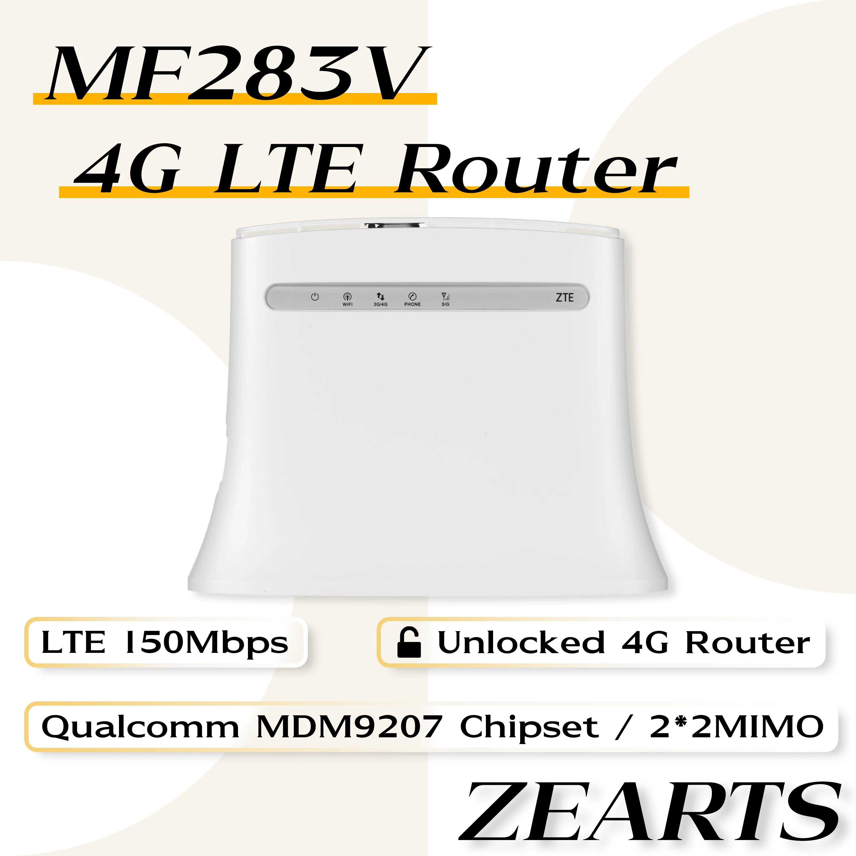 ZEARTS MF283V Unlock router 4G LTE Wireless Gateway LTE ROUTER with 802.11 b/g/n 2x2 Wireless LAN（99%new not original box））