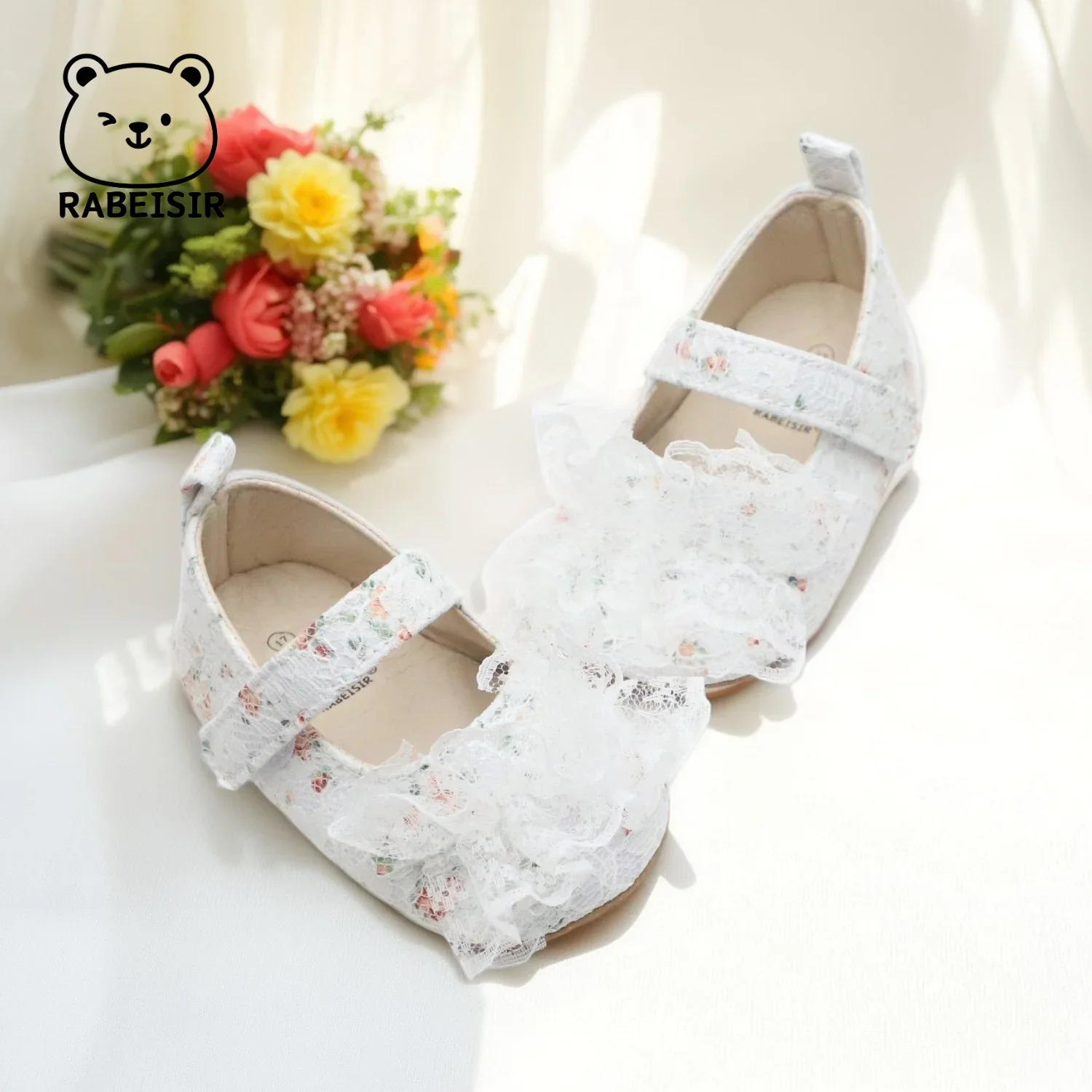 أحذية طفل رضيع صغيرة الأزهار الدانتيل طفلة لينة وحيد الربيع والخريف أحذية واحدة الصنادل الصيفية #3