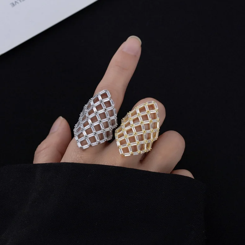 Groothandel holle patroon volledige diamanten overdrijving ring vrouwen fijne Europese Amerikaanse sieraden